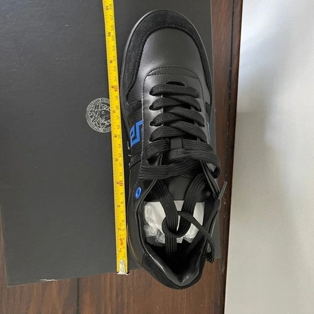 Versace La Greca Black/Blue Sneaker‎ Unisex Womens 1011938, sz 38.5
